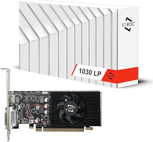 51RISC GT 1030 - Tarjeta gráfica GDDR5 SFF de 2 GB de perfil bajo para juegos de oficina, pantalla de video 4K, tarjeta gráfica LP (GT 1030 GDDR5 2G