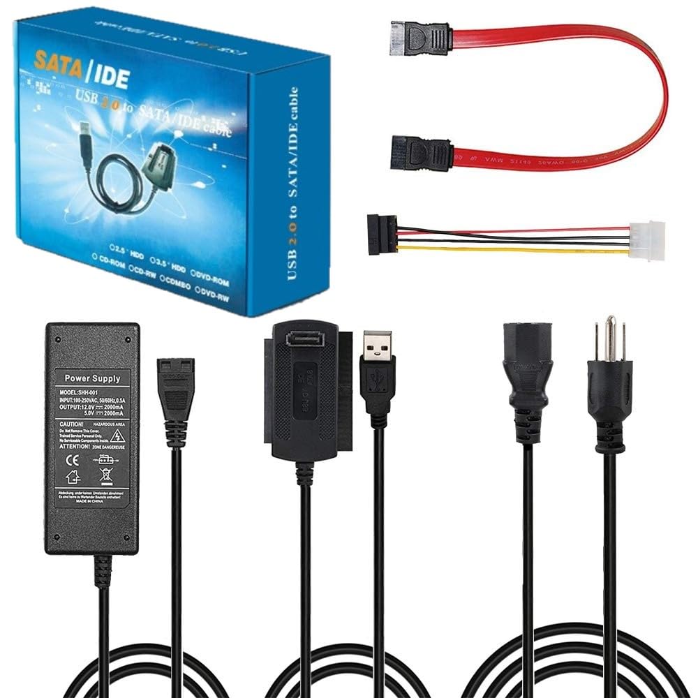 XIKKART USB 2.0 to SATA/IDE Cable Adapter For 2.5 2.5" IDE Hard Disk / 3.5 3.5" IDE Hard Disk/SATA Hard Disk/CD/CD-RW ROM/DVD/DVD-RW ROM Hard Drive + AC Power Adapter (B0C8DJG5QW) Amazon Price History, Amazon Price Tracker