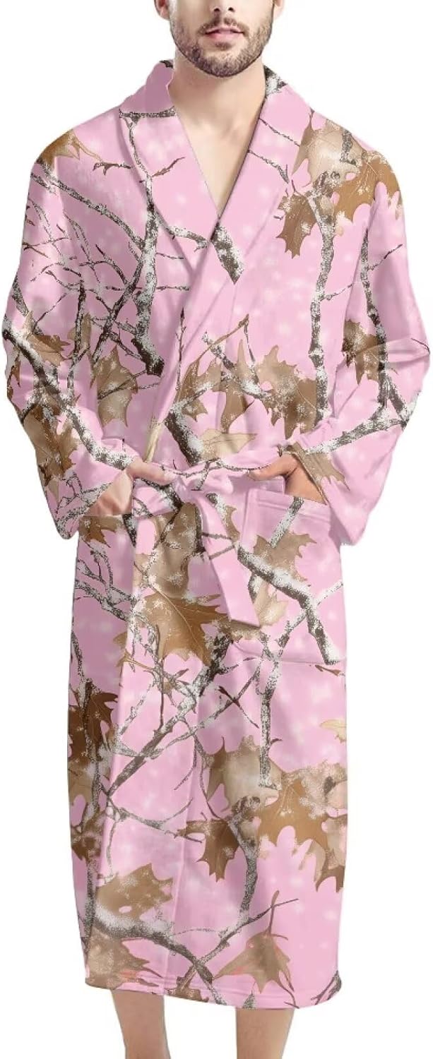 SEANATIVE Men's Winter Thermal Long Bathrobe Lovers Thick Warm Flannel Kimono Bath Robe Plus Size Nightgowns