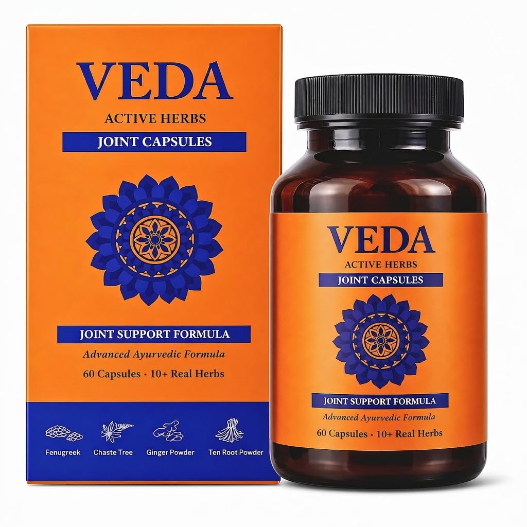Veda Joint Pain Capsules | Ayurvedic Herbal Formula for Arthritis, Knee & Back Pain | With Guggul & Shallaki | 60 Veg Capsules-image-47