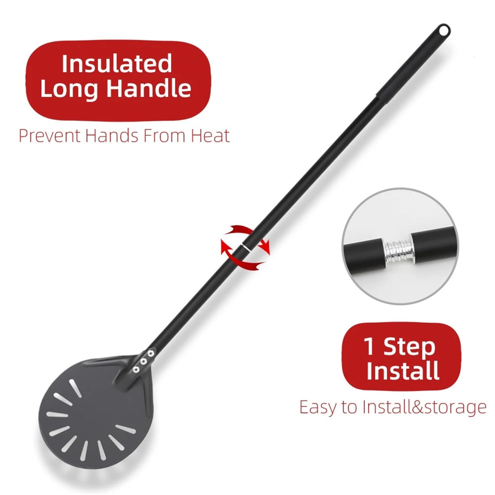 Pizzaschaufel 6 Zoll runder Pizzawender, Kupferbürstensatz for den Ofen, Aluminium-Pizzaschaufel, Grill, Messing-Reinigungsbürste, Schaber, Pizza-Zubehör(Set 3)