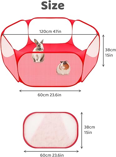 Miniatura 17 de Amakunft C&C - Corral para animales pequeños, corral para mascotas transparente y transpirable, valla abierta para ejercicio al aire libre / Verde