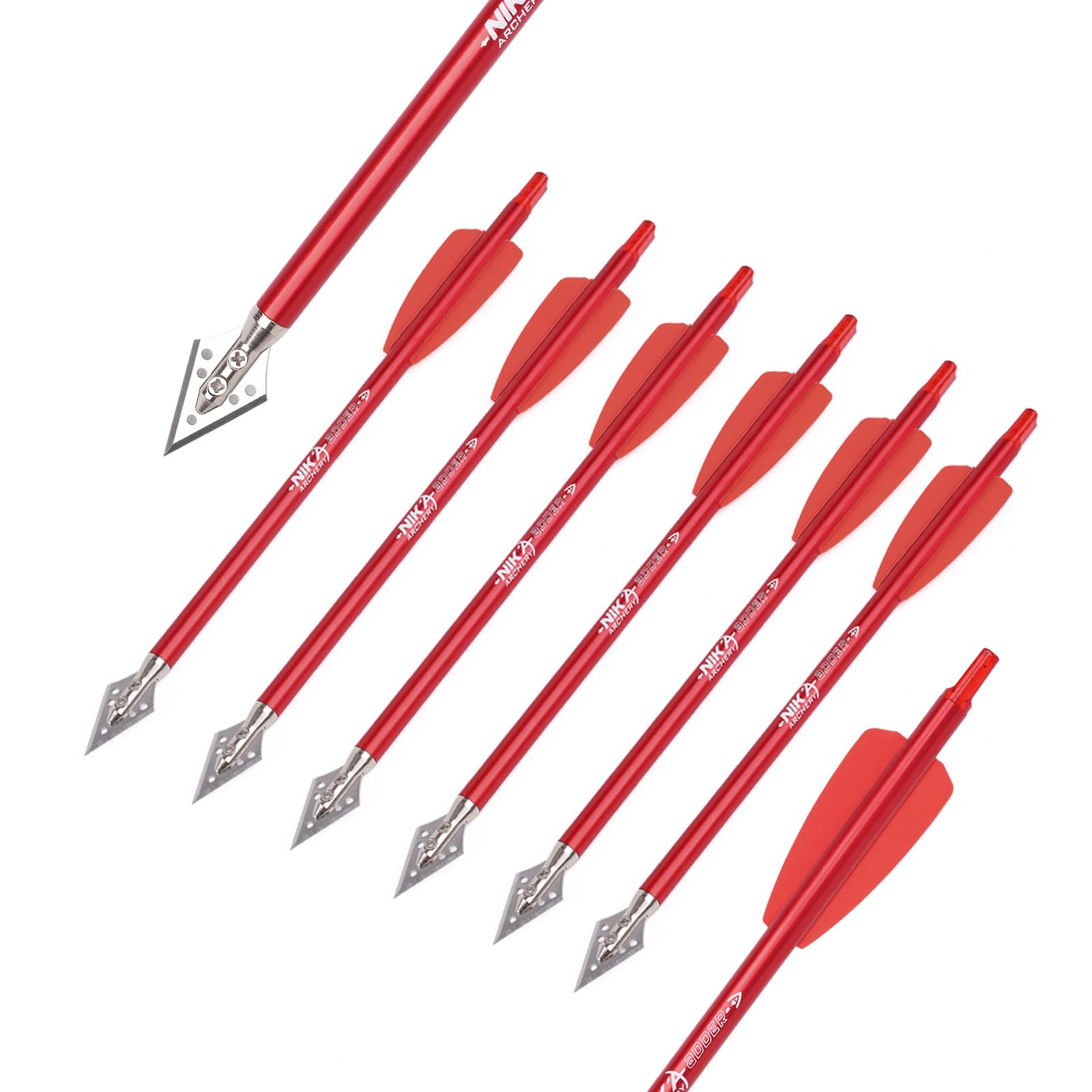 Frecce per Balestra bullone in Alluminio da 7,5" per Sistema Adder Cobra con Ali da 2" per tiro con L'Arco al Bersaglio