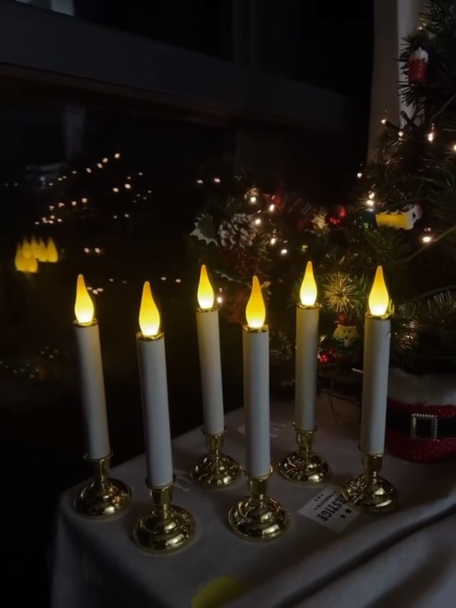 Image of Battery Operated LED Window Candles 9.7 Inch Tall with Automatically Timer 8 Hours On /16 Hours Off - Set of 6 Noble Flickering Flameless Candles and Golden Shine