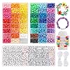Quefe Juego de 3960 cuentas de poni para hacer pulseras de amistad, juego de cuentas Kandi de 48 colores, 2400 piezas de plástico arcoíris a granel y 1560 cuentas de letras con hilos elásticos de 65.6