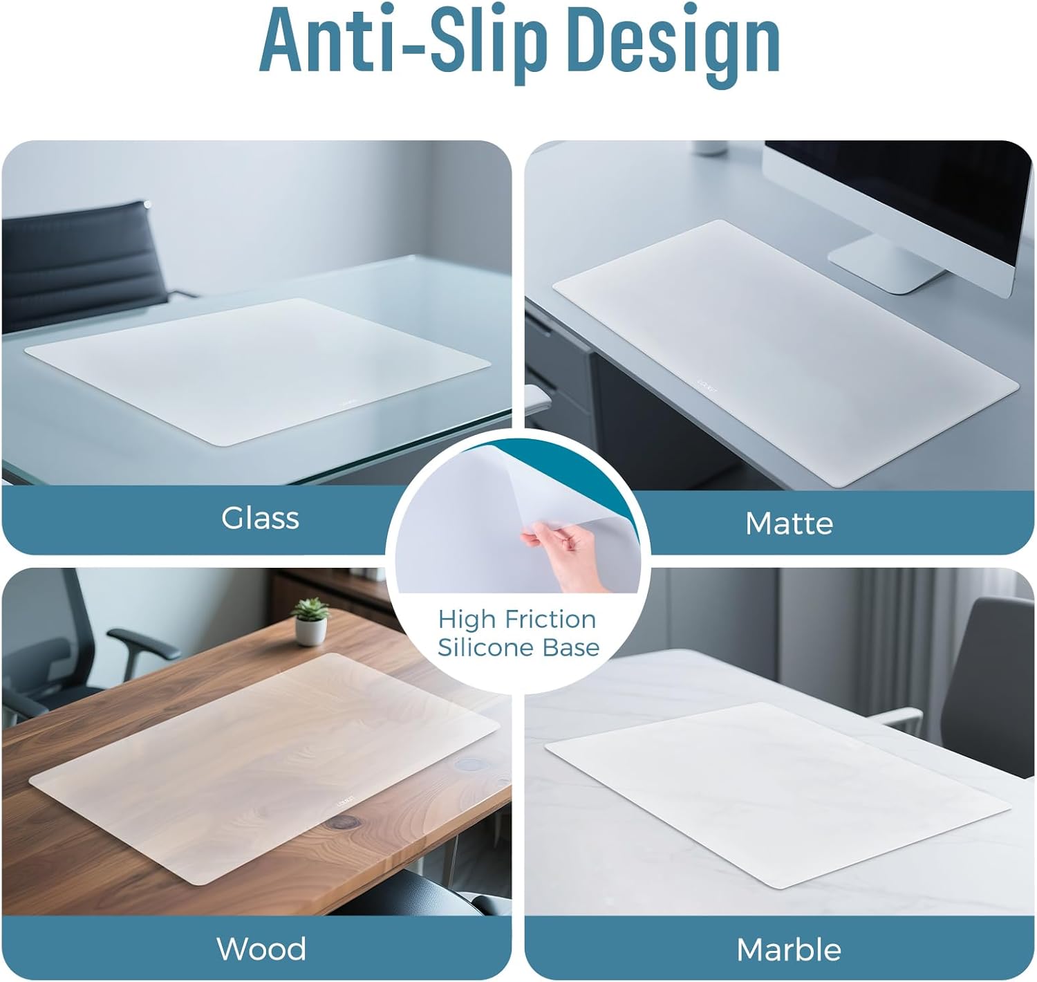 loukin Dry Erase Silicone Desk Mat, 23.6"x13.8" Erasable Desk Pad with Planner, Semi-Transparent Writing Non-Slip Desktop Mat, Heat Resistant & Waterproof Table Protector for Office, Home, School