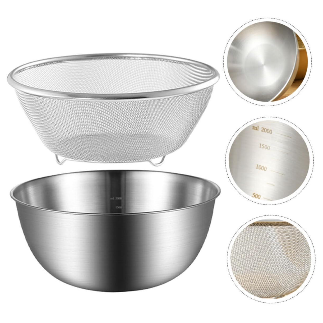Genérico Colador De Arroz y Escurridor De Cocina 2 Piezas 22 Cm Acero Inoxidable Diseño Poroso Adecuado Para Lavar Compatible Microondas Fácil De Usar