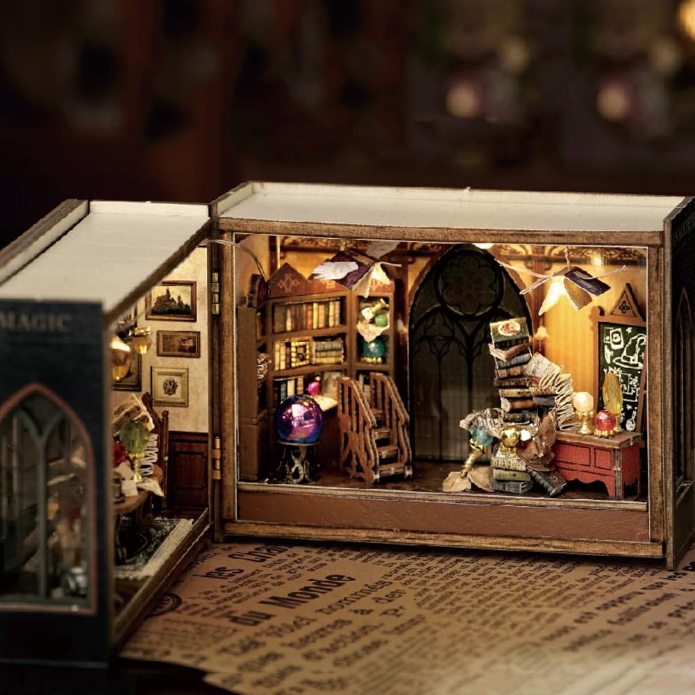 DIY-miniatuurhuis bouwset met meubels, LED-verlichting, houten DIY-miniatuurhuis bouwset met meubels, LED-verlichting, houten