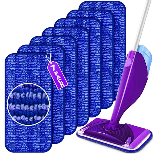 FORSPEEDER Reusable Mop Pads for Swiffer WetJet, Wet Pads Refills for 12'' Spray Mop, Microfiber Refill Machine Washable Up to 100+ Floor Cleaning for All Kinds of Floor Types, 7 Pack