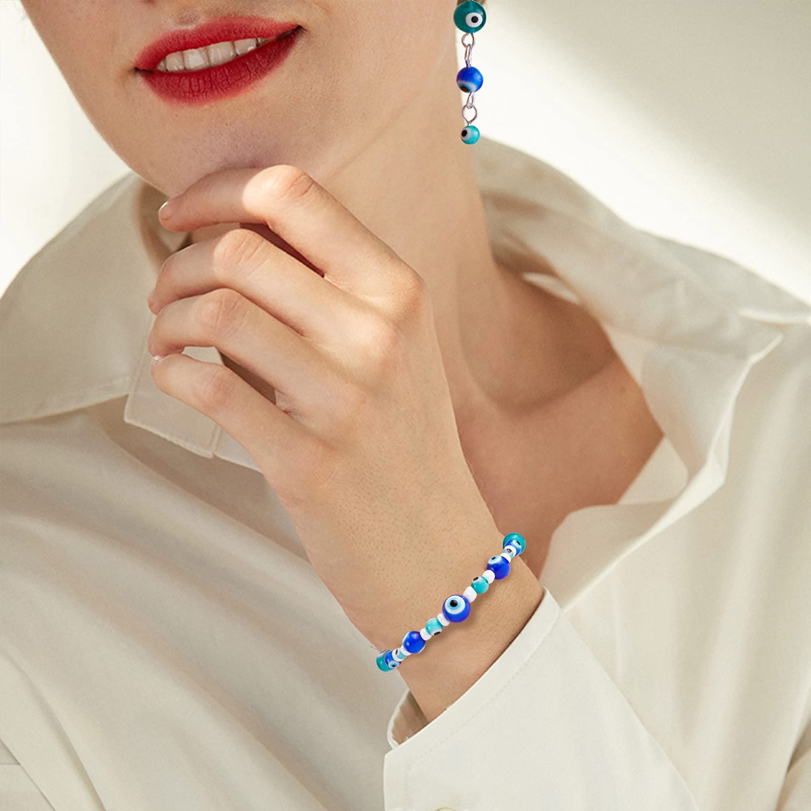 NBEADS 820 Pezzi Set Perline E Ciondoli Malocchio - Hamsa, Mano Di Fatima, Per Creazione Gioielli Fai Da Te