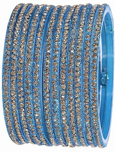 Crown Glass With Zircon Gemstone Studded Glossy Finished Bangle Set For Women and Girls (Sky Blue, 2.2 inches) (B0CPWFJ3CH) Amazon Price History, Amazon Price Tracker
