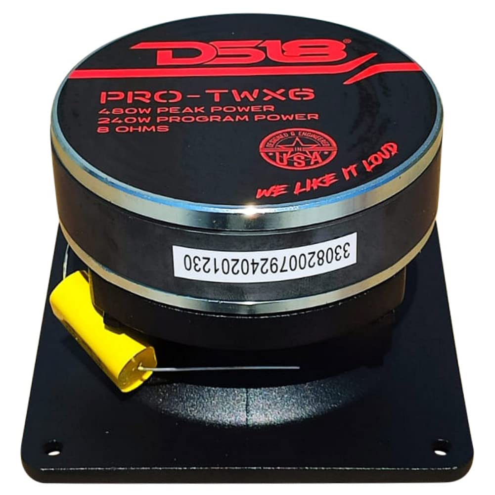 1 DS18 Pro-TWX6 PROTWX6 Driver Tweeter de compresión Cuadrado 4 x 4 10 x 10 cm 240 vatios rms 480 vatios máx 8 ohmios 112 db spl Fiesta casa, 1 Pieza