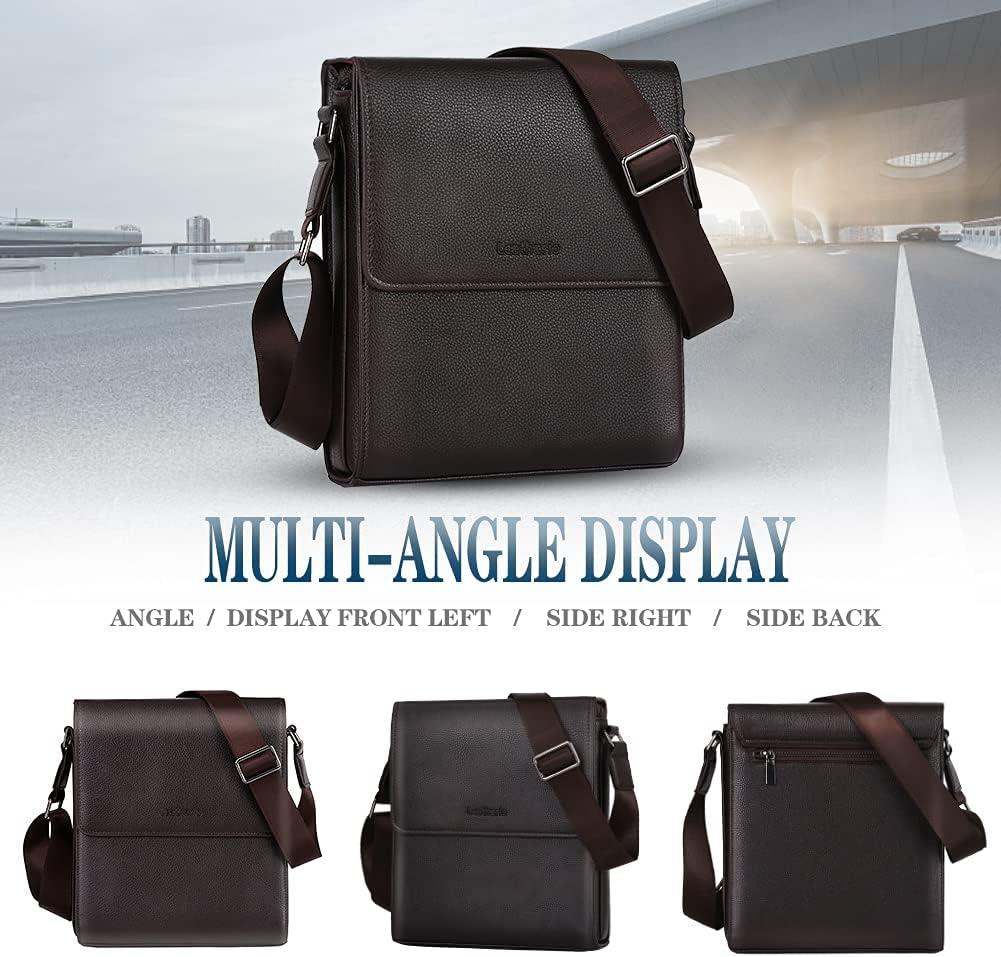 Leathario Men's Crossbody Bag,Vegan Leather Shoulder Messenger Purse Sling Satchel For Work Business Travel - Image 4