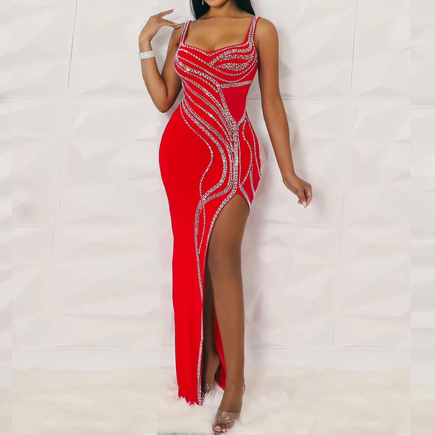 Mini Vestido de Fiesta de cumpleaños con Diamantes de imitación con Cuello en V Profundo y Plumas Sexis para Mujer, Traje de Noche para Club