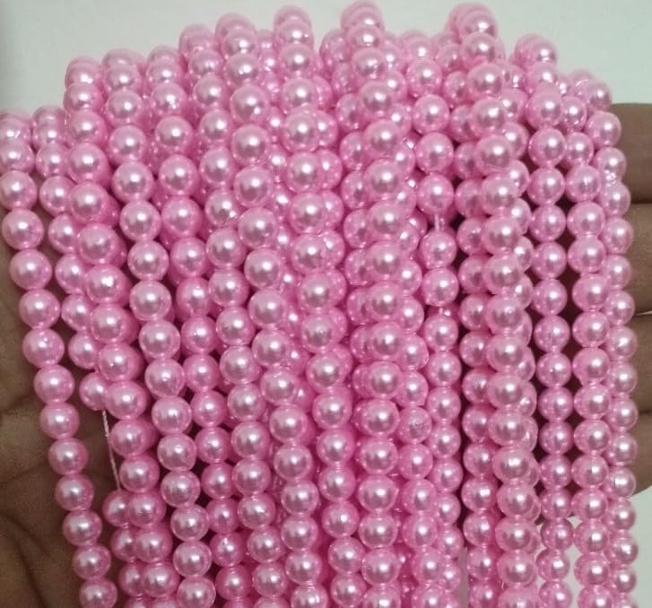 Image of Plastic 6 mm Beads /moti Kit 500 pcs for Jewellery Making /Craftwork /Decorations (Pink)