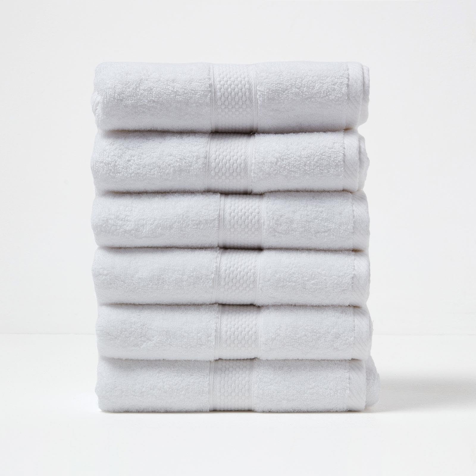 HOMESCAPES White Turkish Cotton Set of 6 Hand Towels Super Soft Thick & Absorbent 500 GSM Towel Heavy Weight for everyday Luxury
