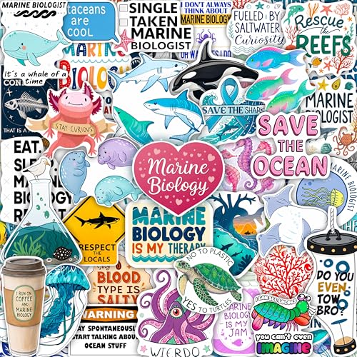 100Pcs Marine Biology Stickers for Scrapbooking, for Luggage, for Water Bottle - Marine Biology Party Supplies & Decorations - Ocean Life Stickers and Decals - Gifts for Women & Men
