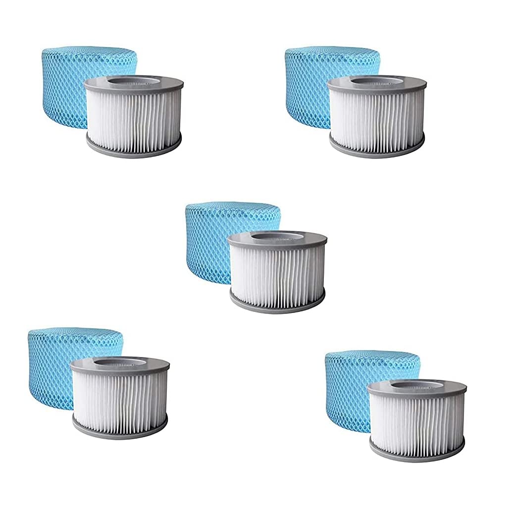 SHATCHI Twin Pack Latest 90 Pleats Filter Cartridges B0303499 with Protective Net Mesh Cover Strainer Pool Bubble Spa Accessories for Mspa Hot Tubs - Image 2