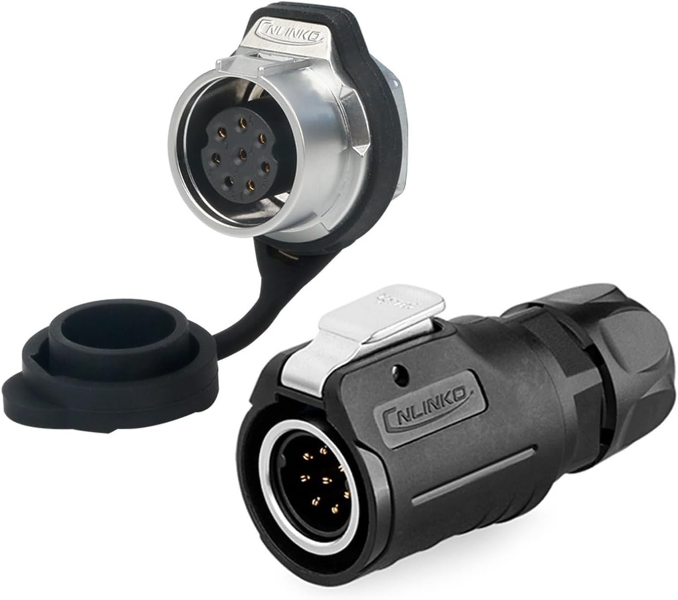 LP-16 Circular Connector Kit Male and Female Socket M16 IP68 Waterproof Industrial Connectors Outdoor Use(8 Pin Set)