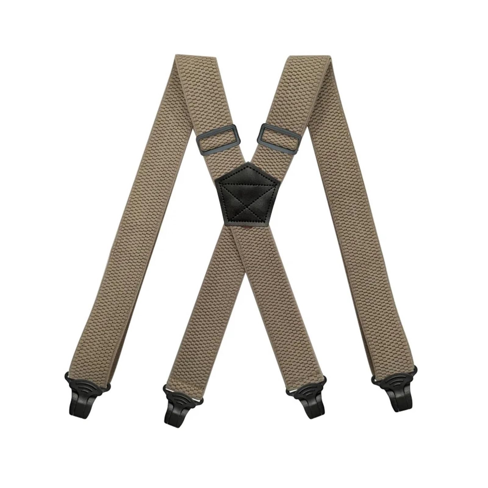 Dsfdfdg Unisex Beige Men's Braces Heavy Duty Work Suspenders For Men 3.8Cm Wide X-Back With 4 Plastic Gripper Clasps Adjustable Elastic Trouser Pants Braces For Business Wedding Casual(Beige)