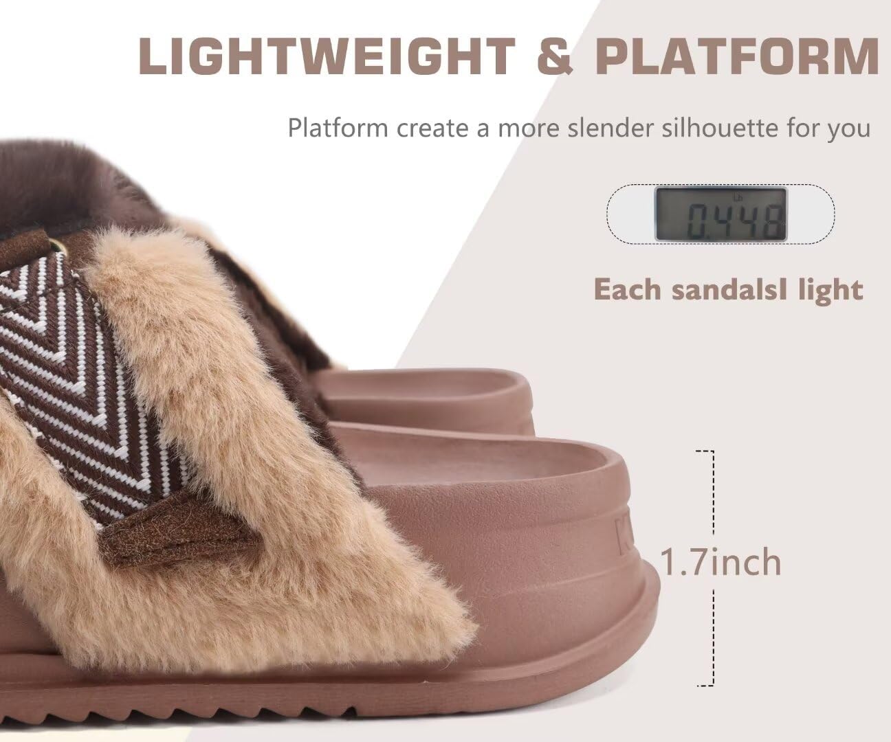KuaiLu Women's Fuzzy Cross Band Platform Slippers Furry Faux Fur Comfortable Arch Support Open Toe Slides for Indoor Outdoor - Image 8