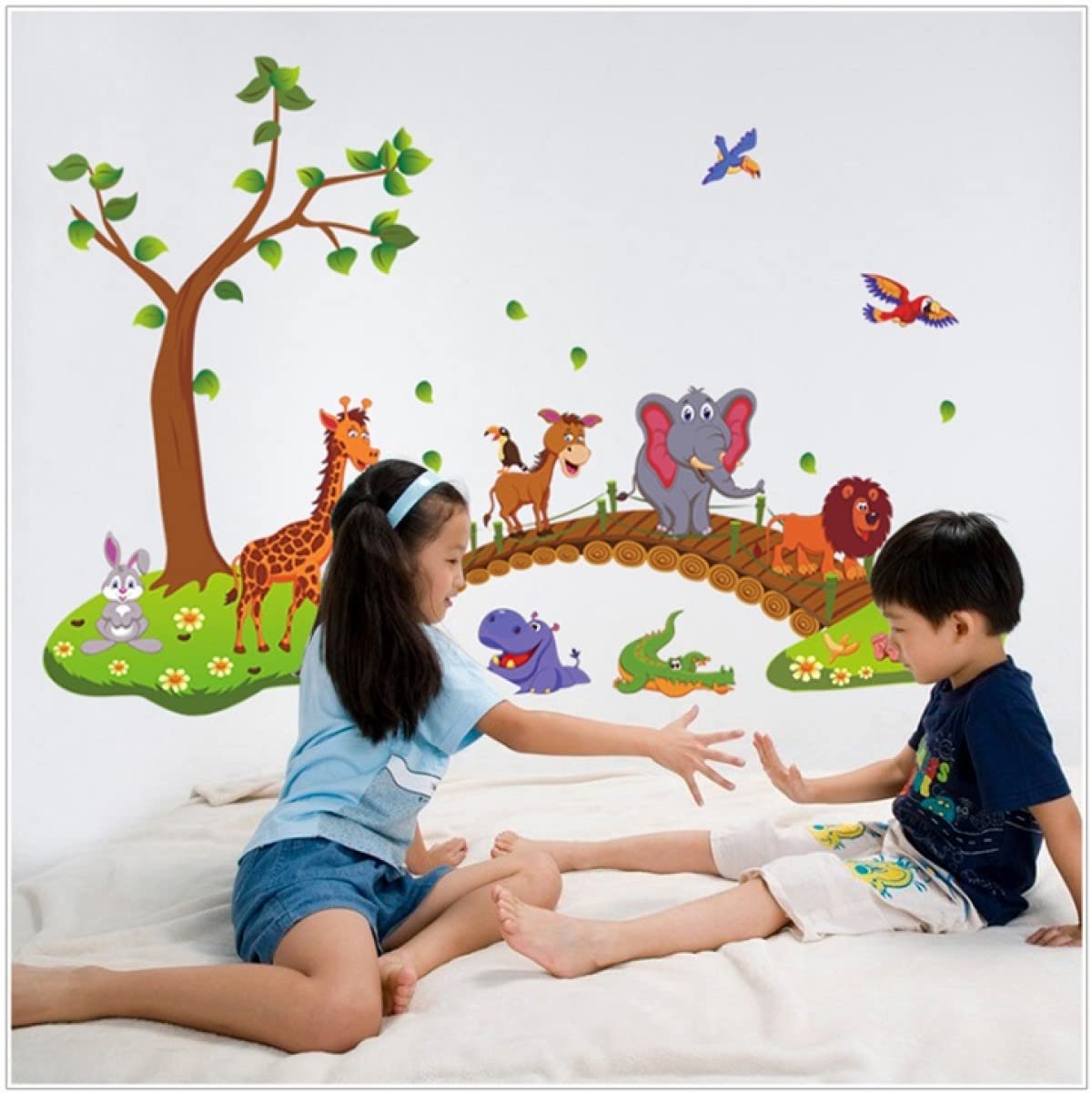 Indian Royals Vinyl Animals in Jungle Wall Self Adhesive Stickers for Kids Room, Multicolor (60 Cm X 90 Cm), 4.4 Cms 3