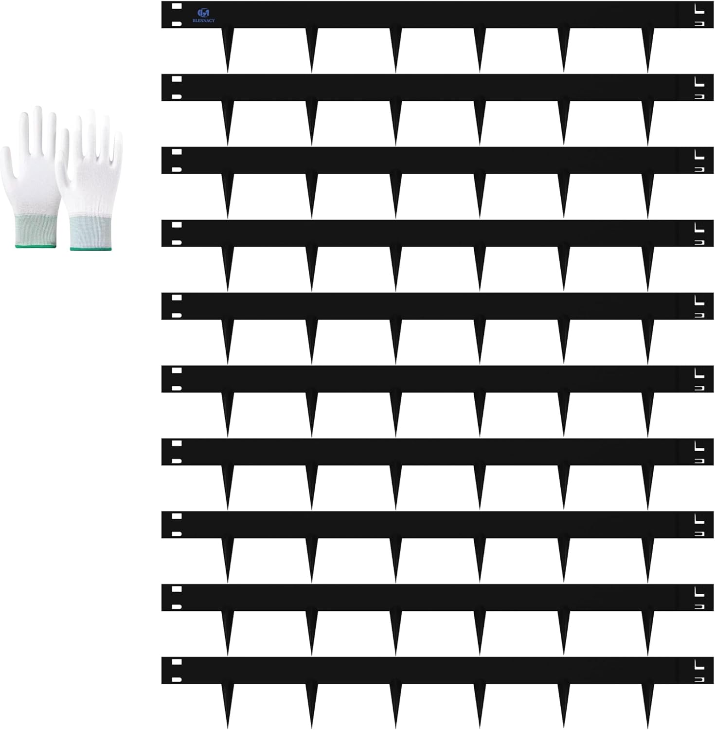 33ft. Metal Edging for Landscaping, 10 Pack 5 Inch Galvanized Steel Landscape Edging for Yard Pathway & Flower Beds, Metal Garden Edging with a Pair of Gloves (Black, 40" L x 5" H Each)