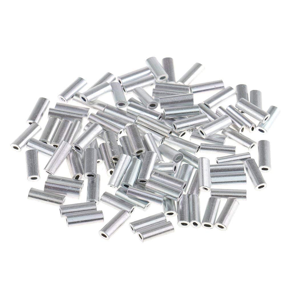 Guaina per filo da pesca, diametro interno 1,0 mm - 1,5 mm, per crimpare singolo barilotto in alluminio, kit per attrezzatura da pesca (100 pezzi)