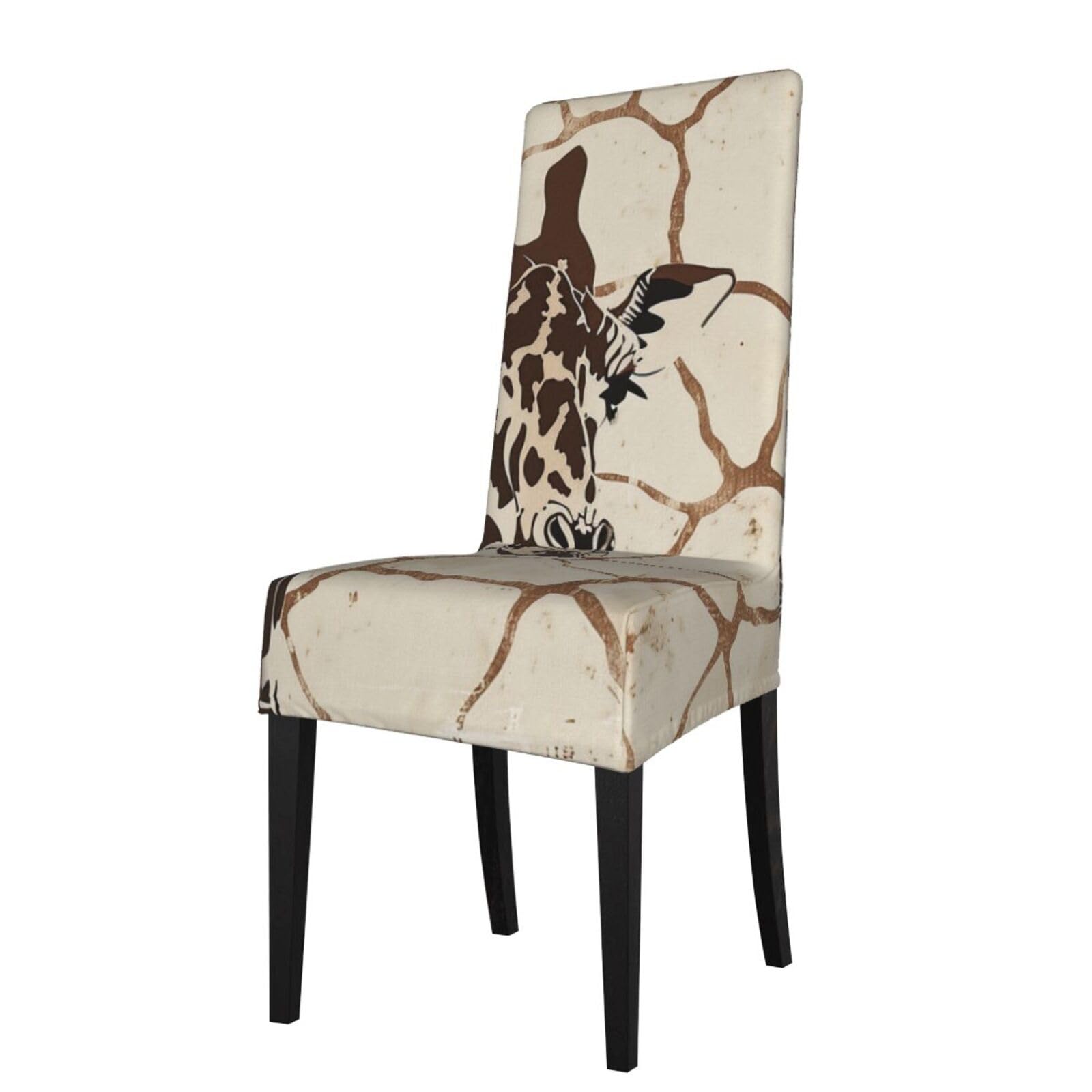 WPKJU Giraffe Print Print Dining Chair Covers Removable Chair Seat Covers Decorative for Kitchen & Bar Stools