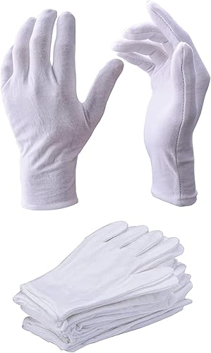 12Pair White Cotton Glove,Household,Jewelry,Waiter,Dry,Garden,Inspect,Protect Hands,Drive,Warm,Outside Work,Reusable glove
