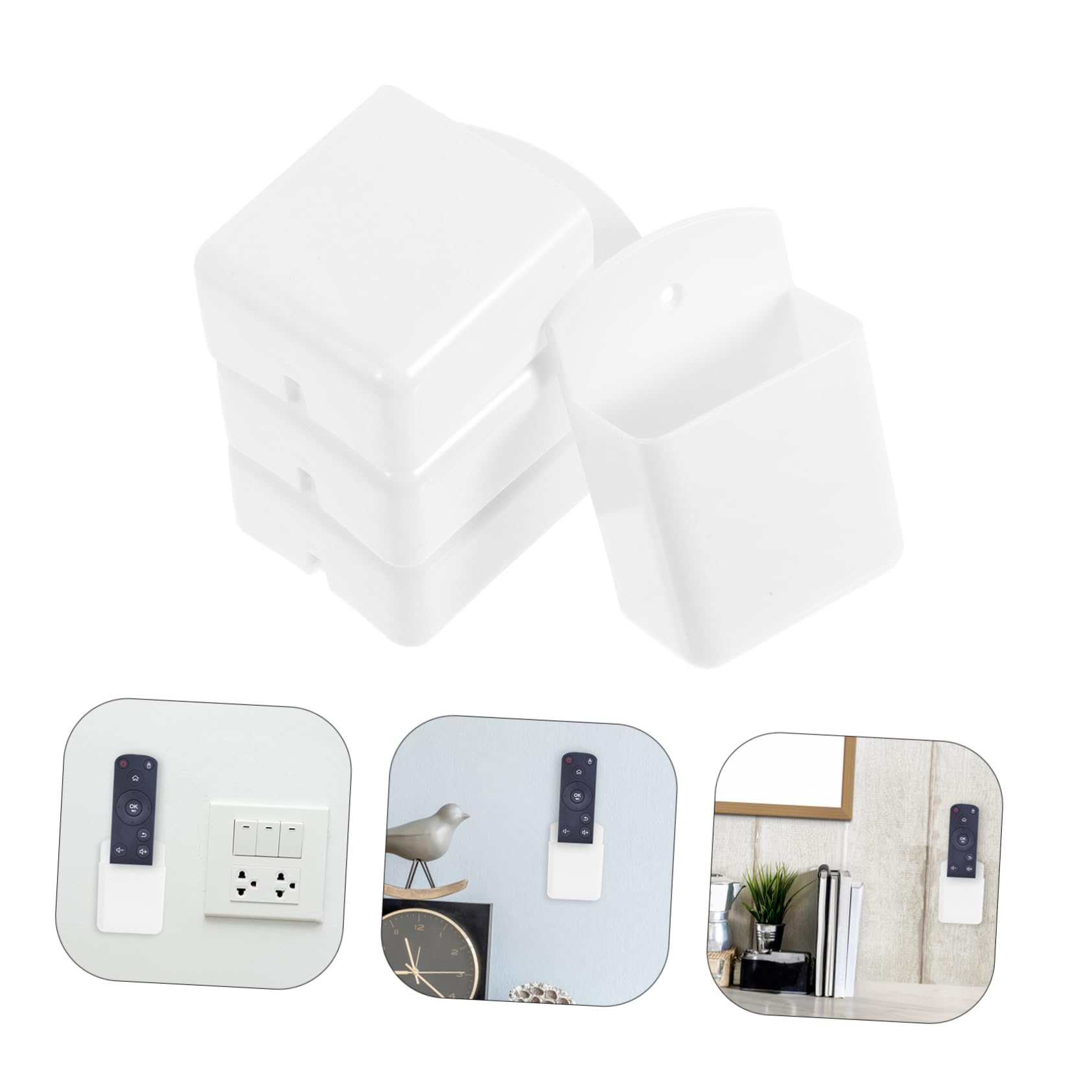 Baluue 12 Stück Fernbedienungshalter-Wandablagefächer für Fernbedienung, 10x6cm Selbstklebende ernbedienungshalter, hängend, für Zuhause und Büro Kamm Make Up, Pinse