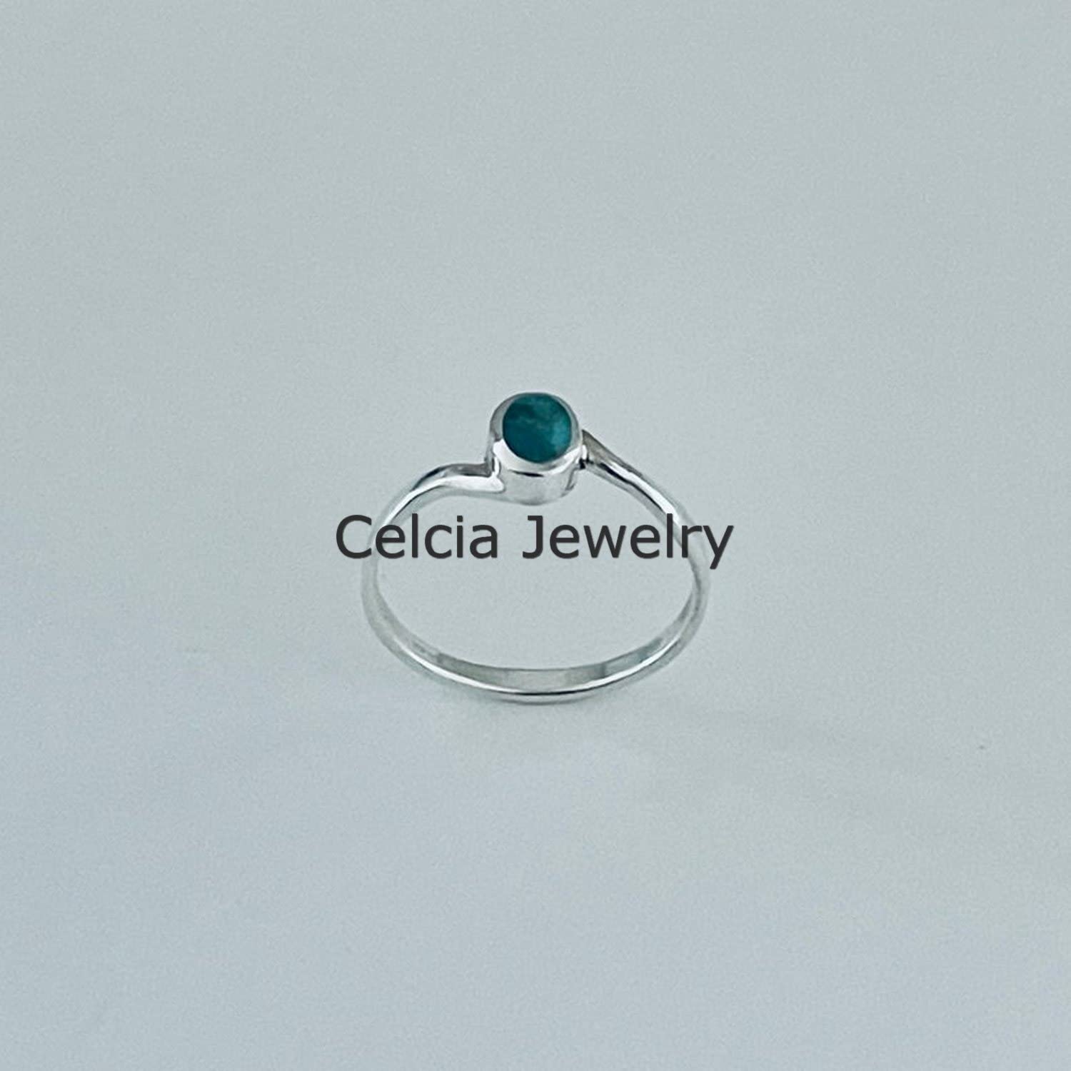 Vero argento sterling 925 piccolo anello turchese genuino moderno ovale, anello solitario, anello Boho, anello minimalista, anello di pietra natale di dicembre, regali per la festa della mamma