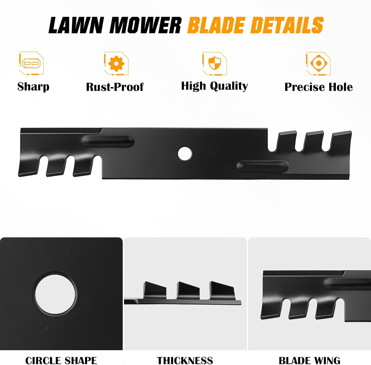 482877 Mulching Toothed Mower Blades for Bad Boy Scag Freedom Z Hustler 48" Deck 795757 48 Inch Deck Mower Replace 038-5000-00 038-5350-00 038-5350-0050 795757 481706 3-IN-1 Mower Blades 3 Pack