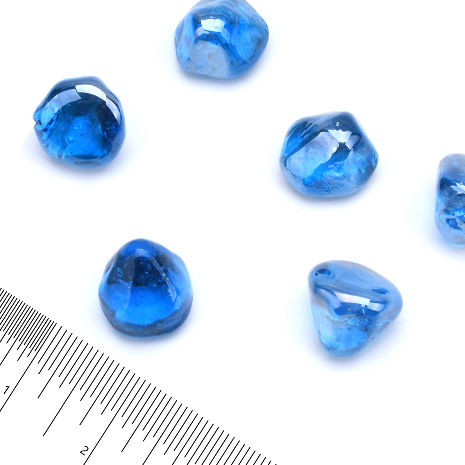 GasSaf 20-Pound 1 inch Diamonds Fire Glass for Gas Fire Pit Fireplace, Propane Fire Pit & Landscaping (Caribbean Blue Luster)