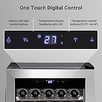 Vista 2 de Smad Refrigerador de vino independiente, compresor de 28 botellas, refrigerador de vino para el hogar con termostato digital y puerta de vidrio