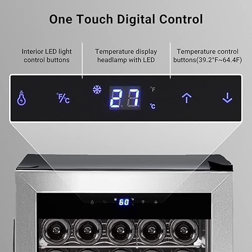 Miniatura 2 de Smad Refrigerador de vino independiente, compresor de 28 botellas, refrigerador de vino para el hogar con termostato digital y puerta de vidrio,