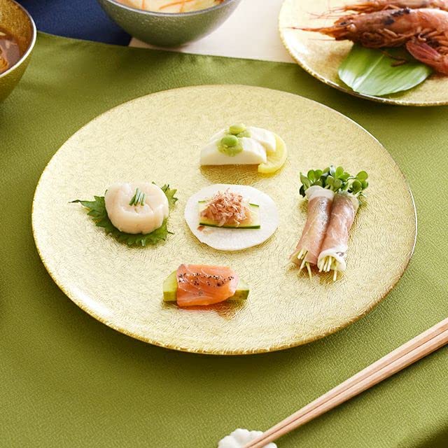 Amazon.co.jp: 織部 MIYABI プレート L ゴールド 27.5cm 大皿 ディナー