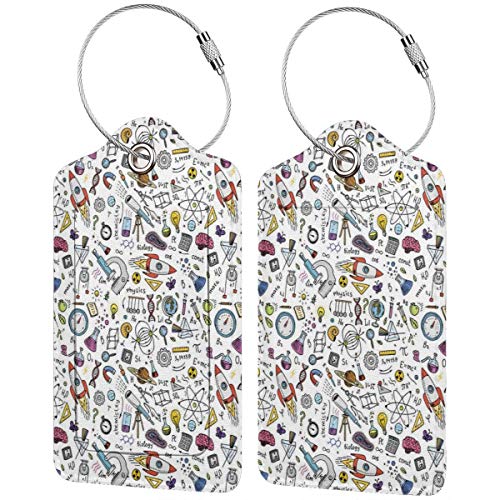 Preisvergleich Produktbild SIONOLY Gepäckanhänger Kofferanhänger mit Adressschild,Erziehungswissenschaftli... Labor Print,Kofferanhänger zur Identifizierung von Tasche, Koffer und Gepäck auf Reisen,(4 Stück)