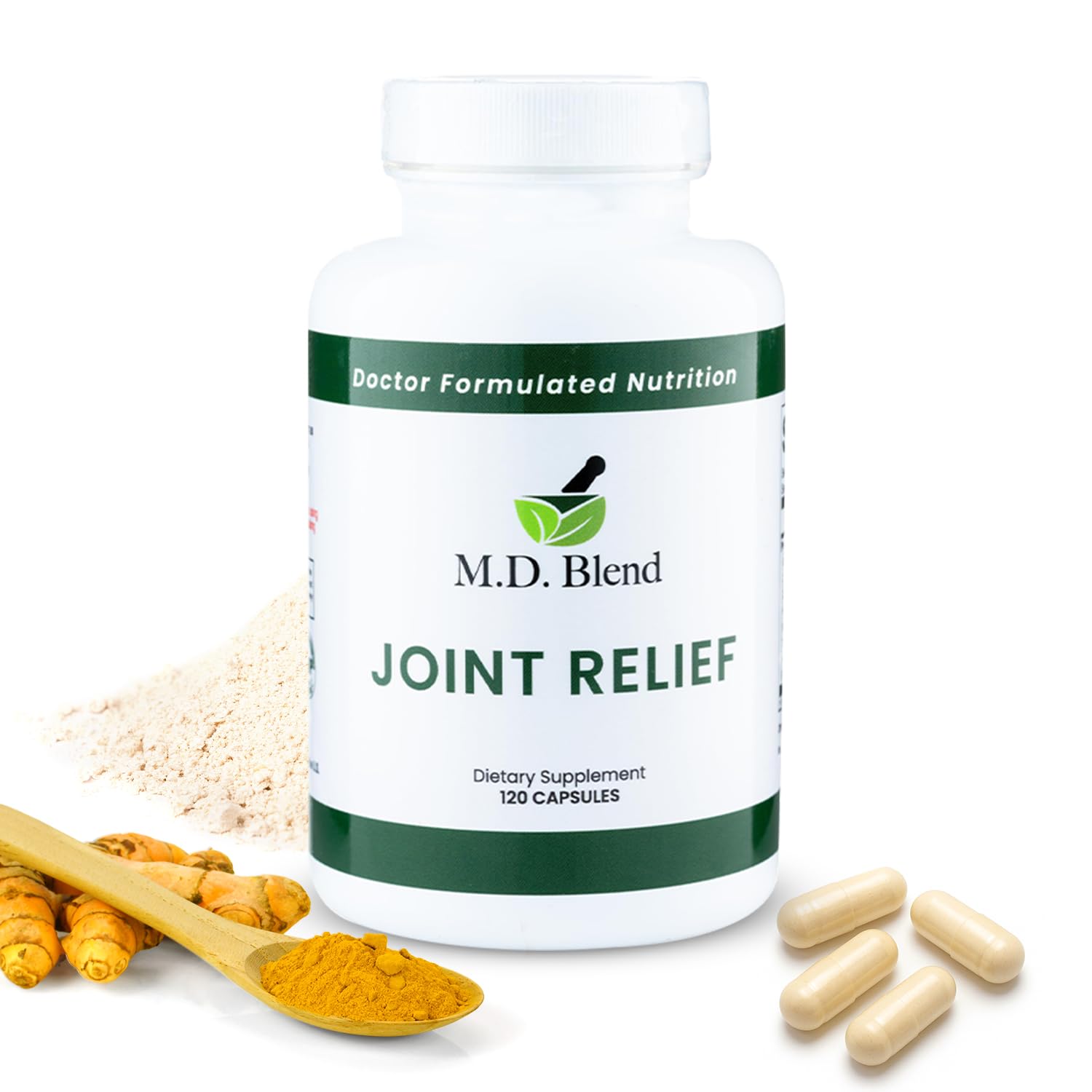 M.D. Joint - Experts Formulated Supplement - Joint Supplements for Women & Men, Knees, HIPS, Ankles, Collagen, Hydrolyzed, Glucosamine Chondroitin MSM, BioPerine, Turmeric - 120 Capsules (Pack of 1)