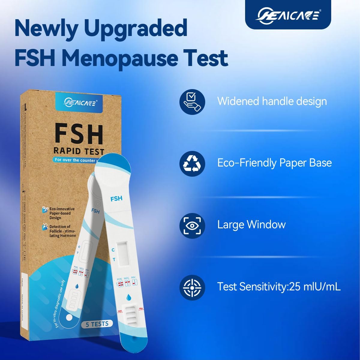 FSH Hormone Test Strips, Disposable Paper‑Based At‑Home Hormone Monitoring & Tracking Strips for Women 5‑Count Menopause Test kit at Home