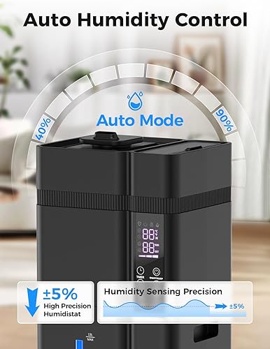 Miniatura 4 de Humidificador grande de 13L3.43 galones, cobertura de 800 pies cuadrados, tiempo de funcionamiento de 100 horas, control de humedad automático,