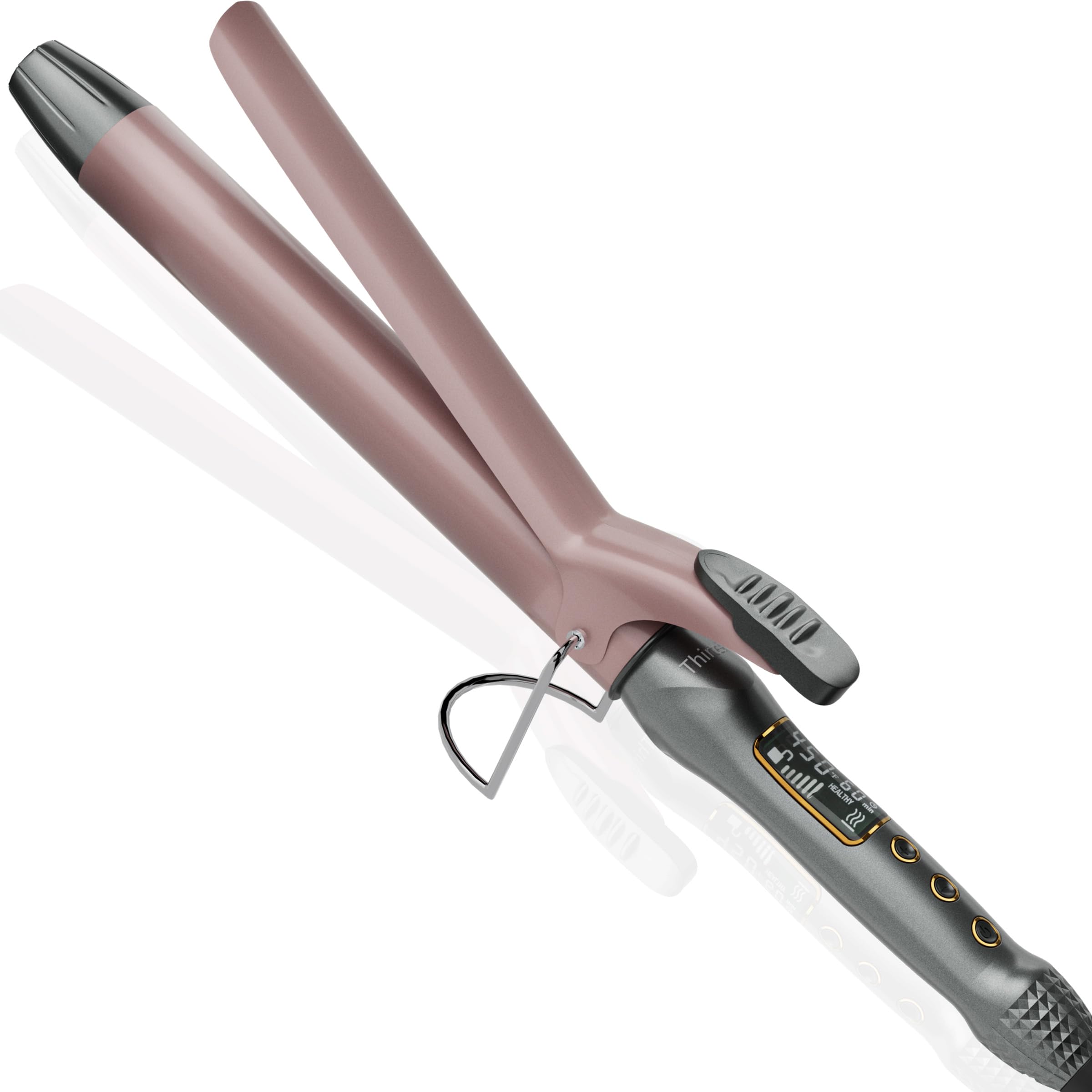 Thirtek Extra Long Barrel Curling Iron 1 Inch,Ceramic Curling Wand Tailored for Long Hair,Fast Heating Up to 450°F,15 Adjustable Temps for All Hair Type,LCD Display | Travel Dual Voltage(Rose Gold) 1IN Rose Gold