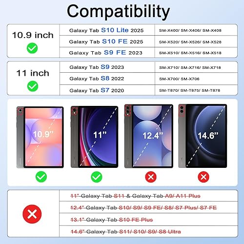 Miniatura 2 de BRAECNstock Funda para Samsung Galaxy Tab S9S8S7 de 11 pulgadas 202320222020, S9 FE de 10.9 pulgadas 2023, pestaña protectora a prueba de golpes