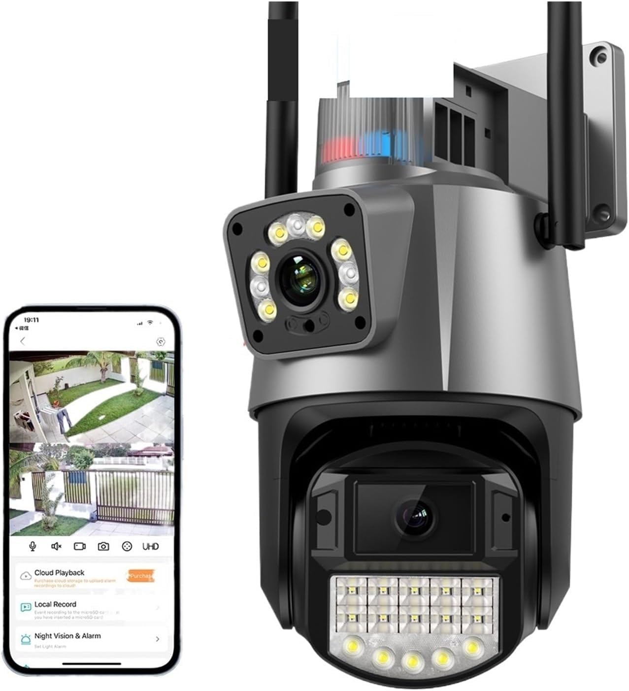 Telecamera IP senza fili da esterno 360° con risoluzione 8.0, visione