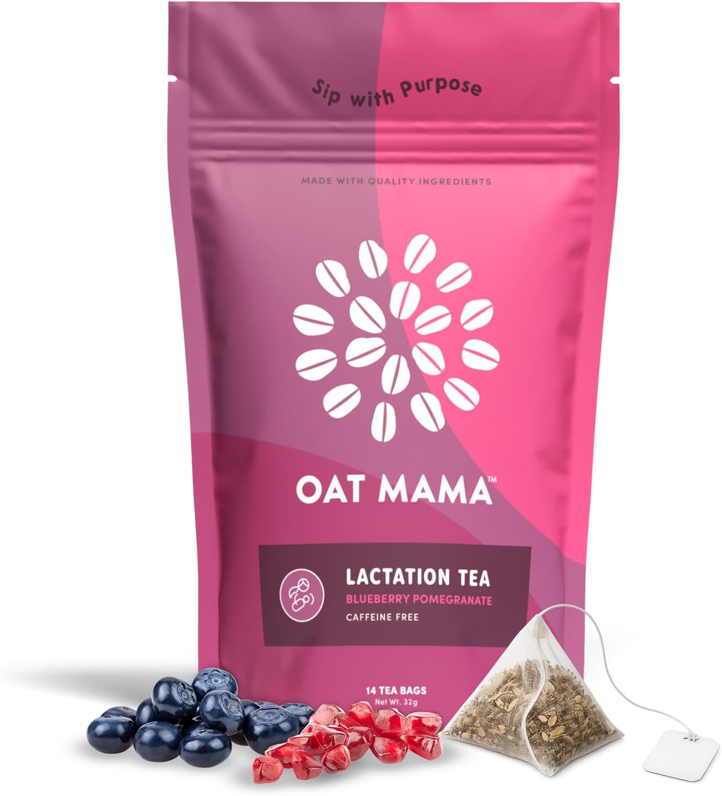 Flavored Lactation Tea for Breastfeeding Moms - Fruity Blueberry Pomegranate Flavor | Breastfeeding Essentials for Milk Supply Increase | Organic Lactation Support & Postpartum Recovery