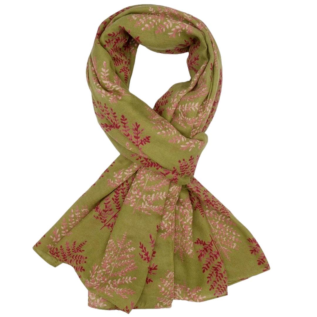 Purple Possum Women's Green Purple Possum® Scarf Leaves Trees Floral Print Shawl Tree Leaf Pattern Wrap (Green)