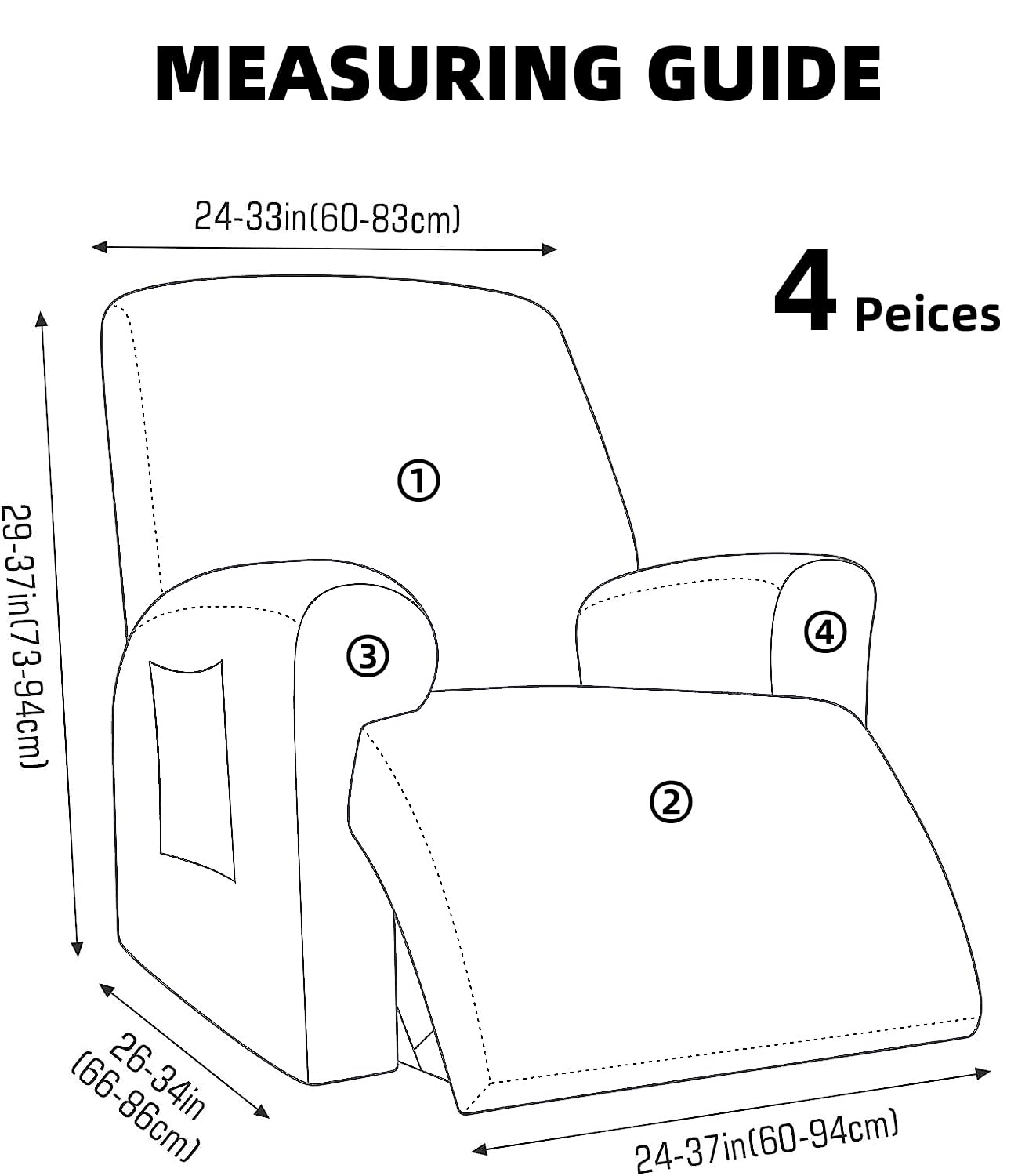 OKYUK Fodera per poltrona Relax, alta elasticità per poltrona relax reclinabile, 4 pezzi, con tasche laterali, estraibili e lavabili fodere protettive (verde riga)