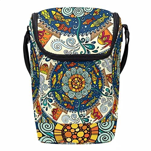 Bolsa de almuerzo con cremallera compacta y estampado mandala colorido 2