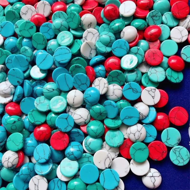 Miniatura 3 de 80 cuentas de cabujones naturales medio redondos con parte trasera plana, cabujones de colores mixtos turquesa para hacer joyas (0.157 pulgadas)