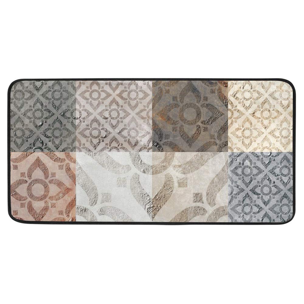 Tapis de cuisine anti-fatigue haut de gamme au design de beaux carreaux et support épais